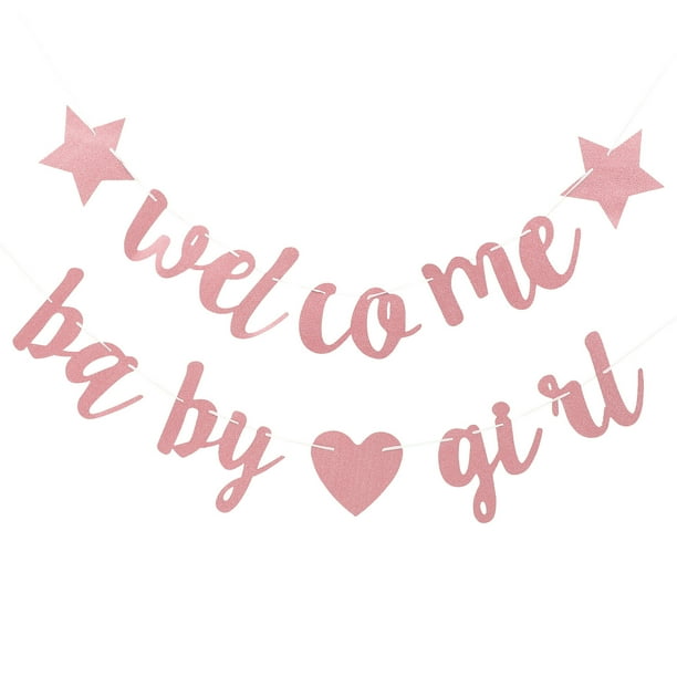 "Baby Girl" Banner For Baby Shower Decorations - Pink Celebration Decor