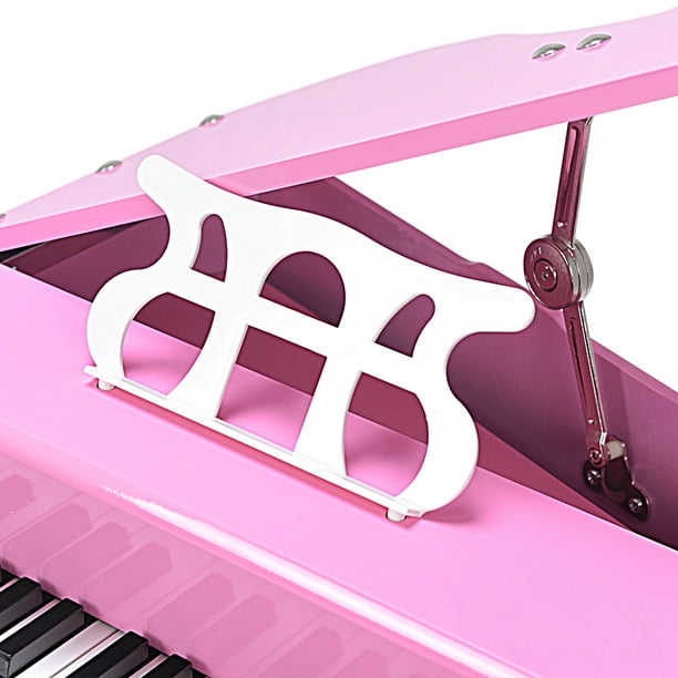 Mini instrument de musique à 30 touches Grand Piano pour tout-petits avec  banc en bois noir/rose