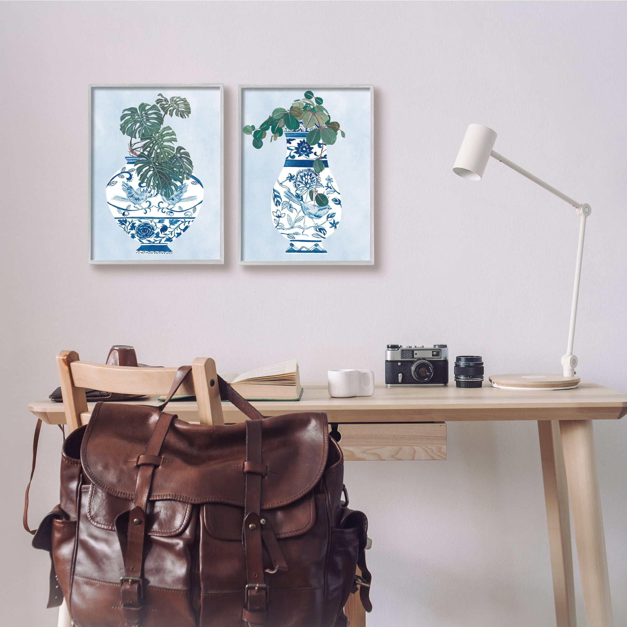 Stupell Indtries Elegant Indoor Plant Still Life Ornate Blue Vases,11 x 14,Design by Melissa Wang&nbsp;