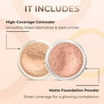thumbnail image 2 of FOUNDATION & CONCEALER DUO (LIGHT TAN & MEDIUM CONCEALER) Mineral Makeup Kit Full Size Set Matte Bare Face Sheer Powder Cover, 2 of 5