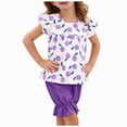 thumbnail image 3 of kpoplk Toddler Baby Girl Summer Clothes Outfit Funny Letter T Shirt Top Short Set Infant Girl Clothes 6 12 18 months 2T 3T(Purple,18-24 M), 3 of 6