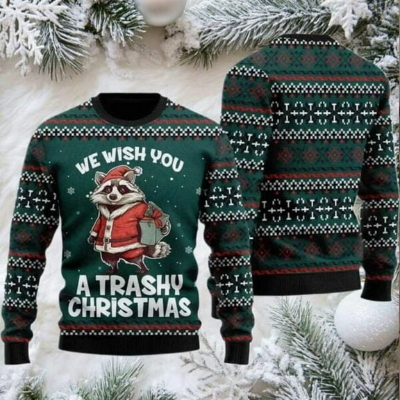 2025 We Wish You A Trashy Christmas Racoon Christmas Sweater