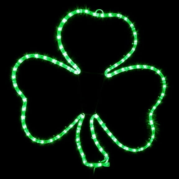 Brilliant Brand Lighting LED Rope Light Shamrock Decoration- Lighted Sign - Green - 22 Inch