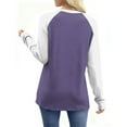 thumbnail image 4 of ClodeEU Women's Color Block Raglan Long Sleeve Shirts,Round Neck Tunic Casual Fashions Tee Purple,Womens Plus M, 4 of 8