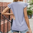 thumbnail image 6 of Mittory Womens Summer Tops V Neck Ruffle Short Sleeve T Shirts Eyelet Loose Fit Blouses, 6 of 6