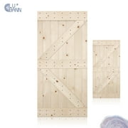 LUBANN 42 in. x 84 in. British-Brace Rustic Unfinished Knotty Pine Barn Door