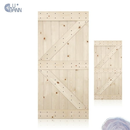 LUBANN 42 in. x 84 in. British-Brace Rustic Unfinished Knotty Pine Barn Door