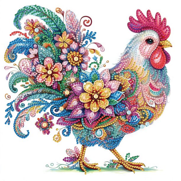Kit 5D DIY Con Forma Especial Parcial Pollo 30x30cm