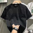 thumbnail image 1 of Summer Rhinestone Rivet T-shirt for Men Clothing Round Neck Casual T-shirt Fashion High Street Men's Summer Short Sleeves, 1 of 4