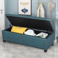 thumbnail image 3 of Homebeez Rectangle Faux Leather Storage Ottoman Bench Footrest Stool, Blue, 3 of 6