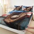 thumbnail image 3 of Homewish Baseball Game Twin Sheet Sets,Sport Theme Twin Fitted Sheet,Brown White Flat Sheet For Boys Teens,Ultra Soft Home Decor,3 Pieces, 3 of 7