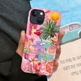 thumbnail image 4 of Case for iPhone 13, Pink Lily Flower Pineapple Collage Phone Case Slim Silicone Shockproof Cover for Girls Women (Frosted & Durable）, 4 of 7