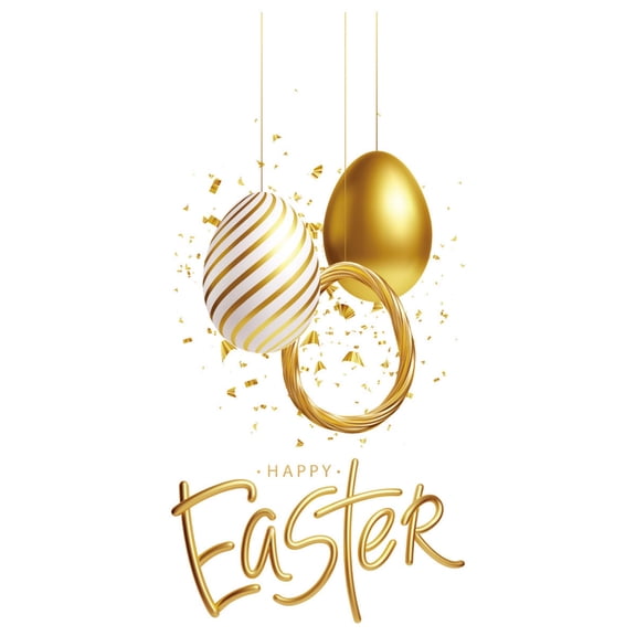 Easter Golden Egg Static Cling Window Decal, Happy Easter Decorative Sticker For Storefronts, Glass Windows, Entryways, Walls, And Doors, Single Piece