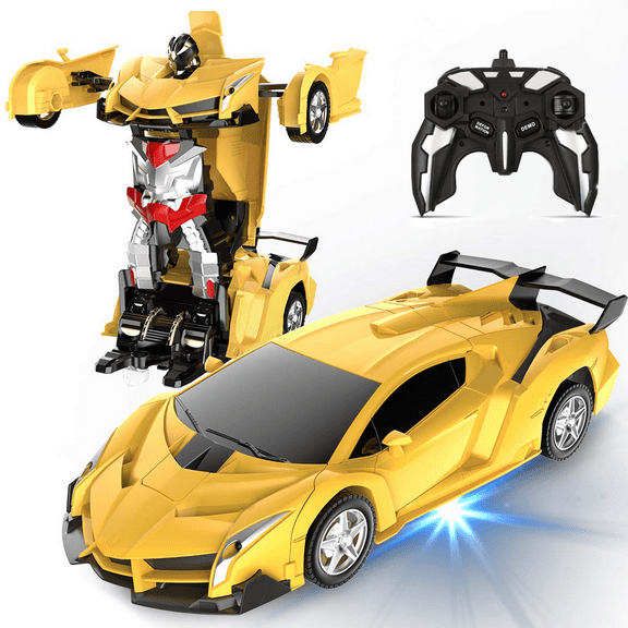 Remote Control Car 2-in-1 Transform Robot RC Racing Cars, with One-Button Transforming, 360 Degree Rotation, 2.4Ghz 1:18 Scale, Christmas Birthday Gifts for Boys Girls Age 3