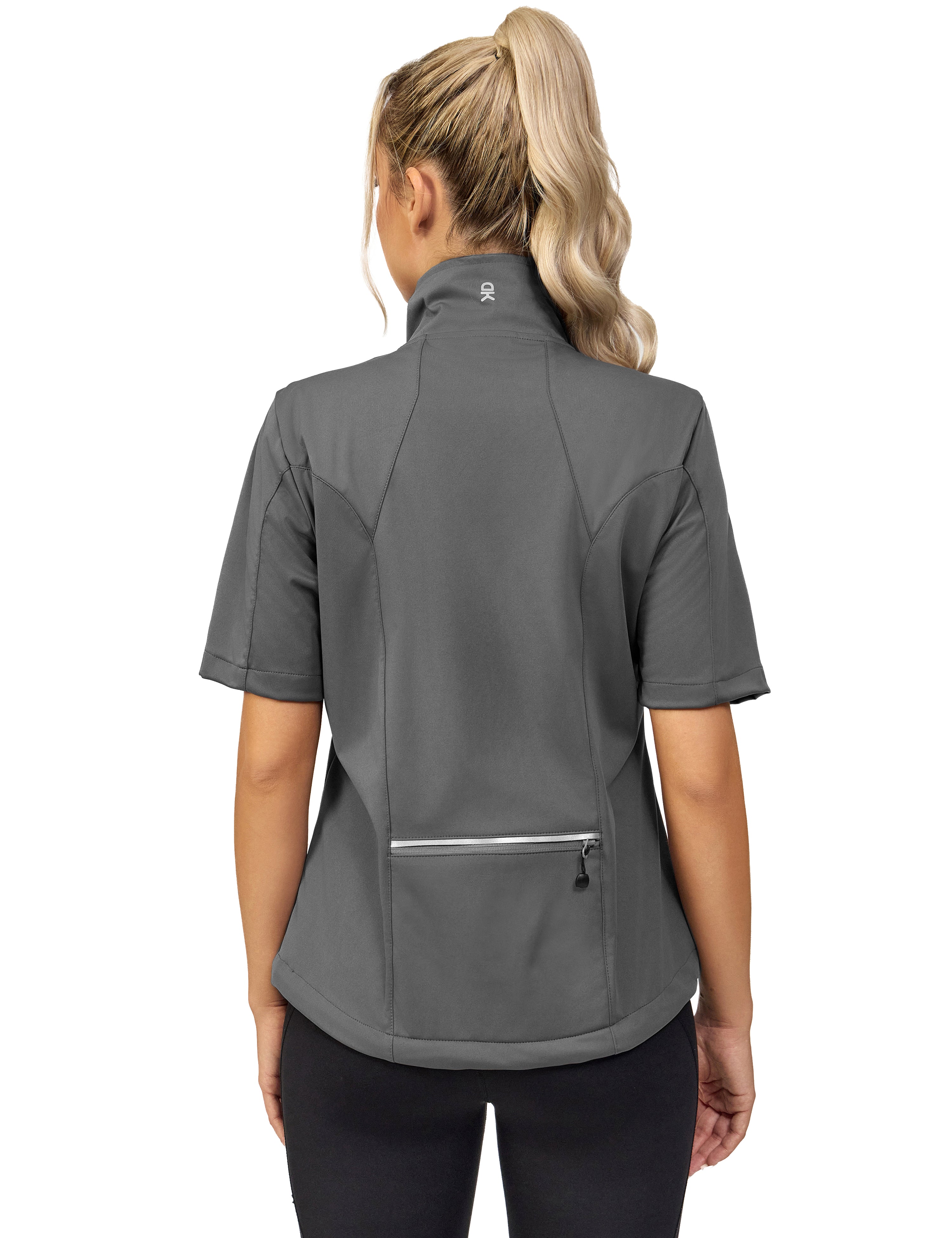 Little Donkey Andy Women's Short Sleeve Jacket Windproof Lightweight Vest for Golf Hiking Running Grey XL