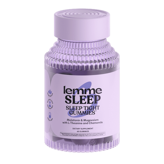Lemme Sleep Gummies with 5mg Melatonin, Elderberry, Magnesium, L-Theanine, Chamomile and Lavender, Drug-Free Nighttime Sleep Aid, Vegan, Gluten Free, Gelatin Free, Non GMO, Berry Flavored, 60 Count