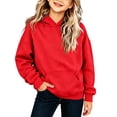 thumbnail image 2 of YHAJDS Girls Drawstring Hoodie Winter Long Sleeve Solid Color Casual Sweathirt Top, 2 of 7