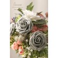 thumbnail image 2 of Flores artificiales Floroom de aspecto real, brillantes, plateadas y grises, rosas de espuma, 50 unidades, 2 of 6