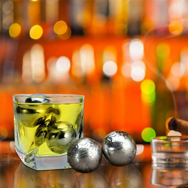 Fiudx Cubitos de Hielo de Acero Inoxidable, Piedras Metálicas Reutilizables para Enfriar, Diseño Antidilución, Incluye Pinzas Antideslizantes, Perfectos para Whisky y Vino, Material Ecológico, Tamaño