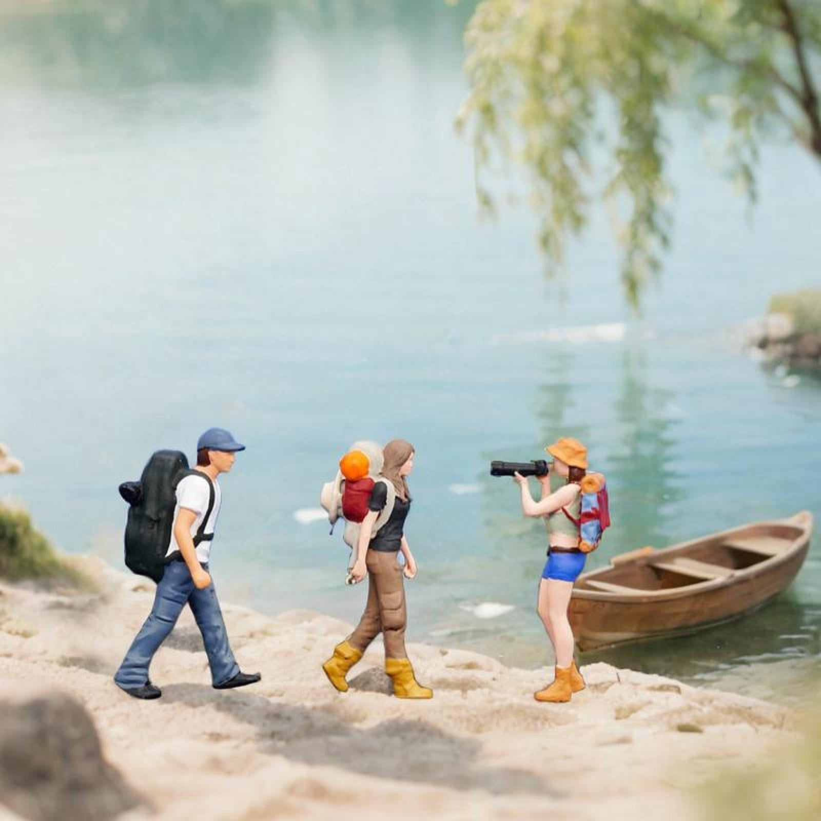LeeQinersw 1:64 Miniature Figures Miniature People Figurines Hiking Collectibles Decorative 3pcs