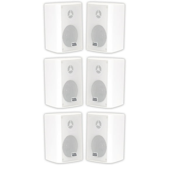 Acoustic Audio AA351W Outdoor Speakers Passive Mountable 2-Way White 6 Pack