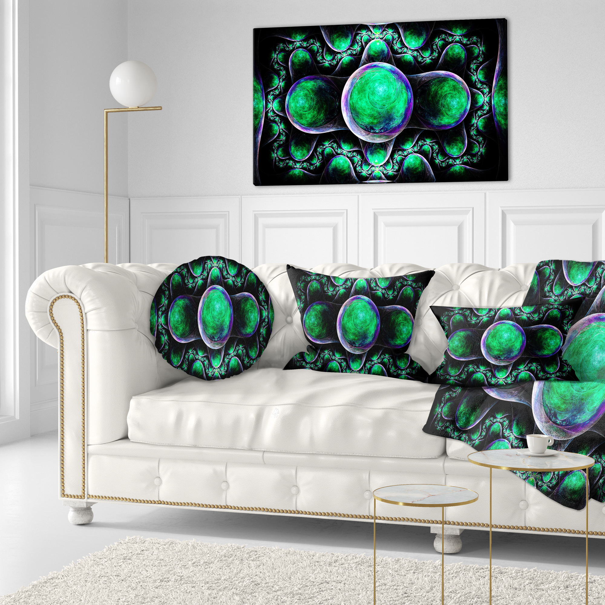 Designart Green Exotic Fractal Pattern - Abstract Throw Pillow - 12x20