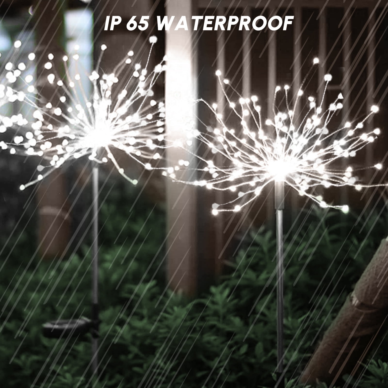 OriginalSourcing 4 Pack 120LED Solar Lights for Outside, Solar Firework Light Outdoor Waterproof with 8 Flashing Modes, Solar Lights for Lawn and Garden Decoration, White