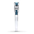 thumbnail image 3 of Princess cut Blue Sapphire and Diamond Engagement Ring in White Gold, 3 of 3
