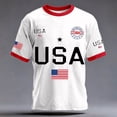 thumbnail image 2 of FINALGANG Mens USA Patriotic Ringer Short Sleeve T Shirt American Flag Print Crewneck Casual Tee For Independence Day Summer Daily Wear White XXL, 2 of 3
