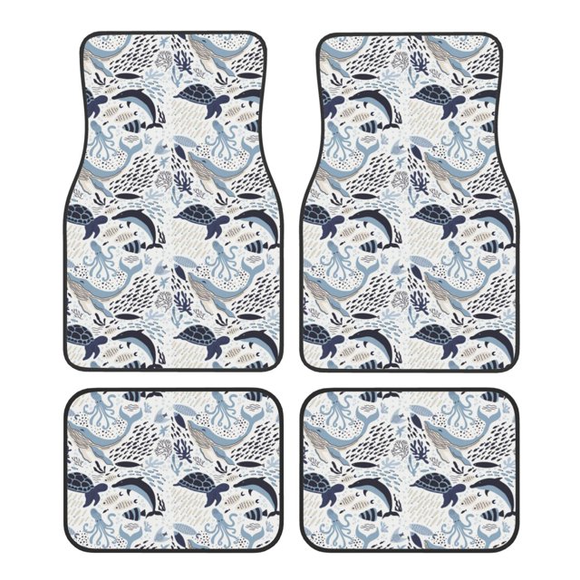 Disketp Sea Animal for Crystal Velvet Car Mats Four-Piece Set,All-Season Automotive Protection, Vehicles, Cars, Trucks, and SUVs,Anti-Slip Design