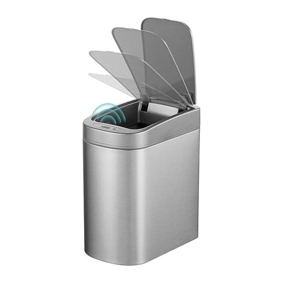 NBBNHH Automatic Sensor Bathroom Trash Can, 1.8 Gallon Smart Opening Garbage Bin for Bathroom, Bedroom, Kitchen, Office