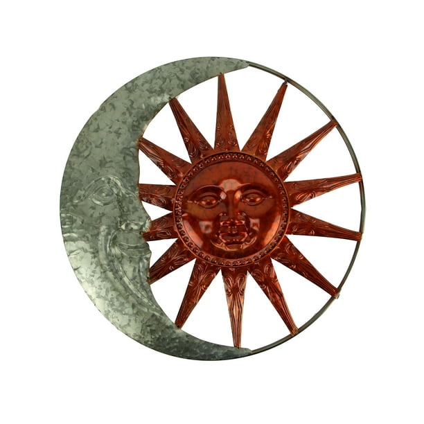 Galvanized And Copper Color Metal Celestial Sun Moon Wall Art Com - Copper Sun Moon Wall Art