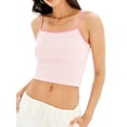 thumbnail image 1 of xiaxaixu Women's Basic Crop Cami Tops, Sleeveless Spaghetti Strap Contrast/Solid Color Camisole, 1 of 5
