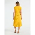 thumbnail image 2 of Time And Tru Women's Tiered Cotton Midi Dress with Short Sleeves, Sizes XS-XXXL, 2 of 4