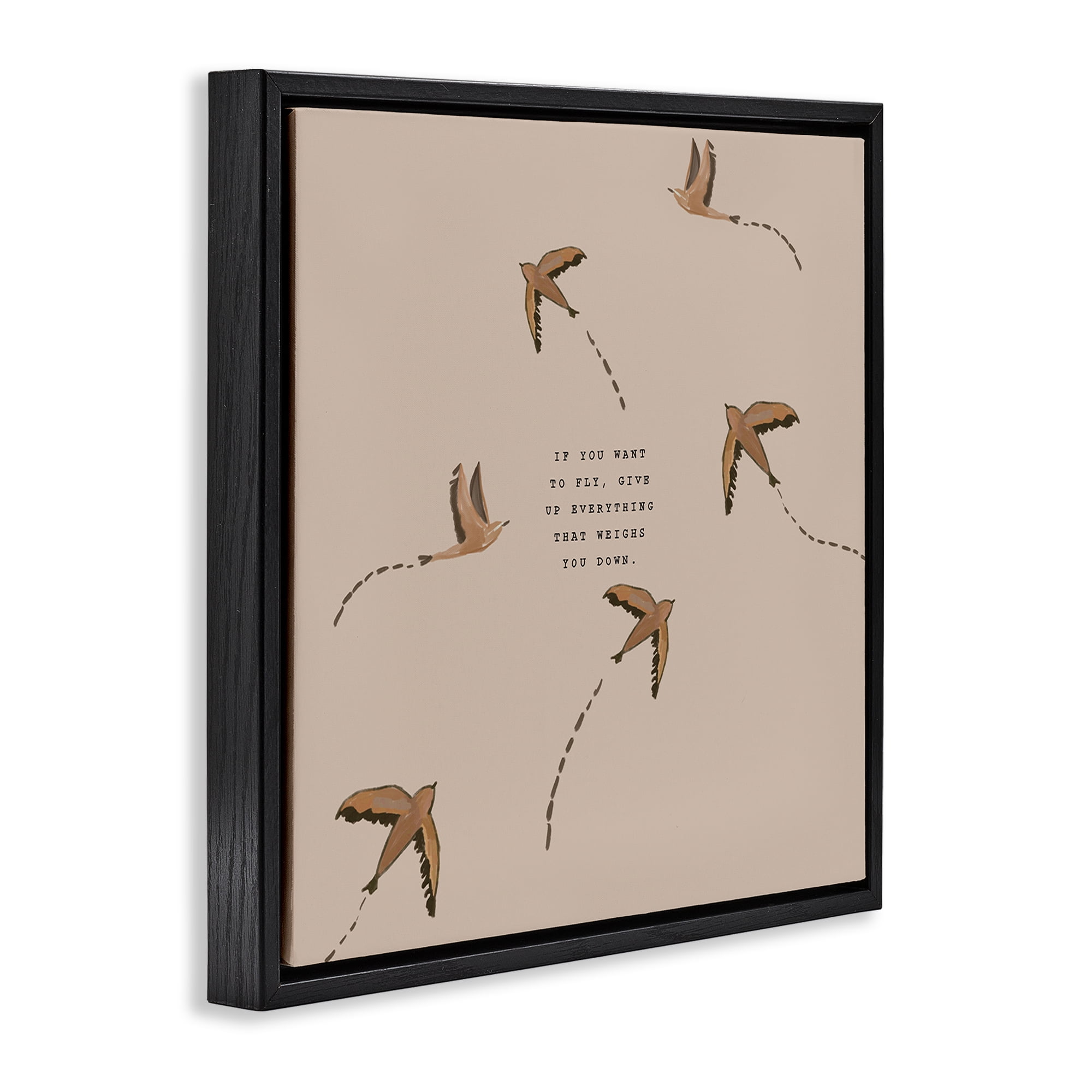 Stupell Industries If You Want To Fly Animals Painting Black Floater Framed Canvas Art Print Wall Art, 25 x 25