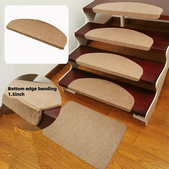 Taicans Stair Treads Non Slip for Wooden Steps Indoor,Carpet Runners for Wood Stairs with Self-Adhesive Backing,Stickiness Stair Rugs for Kids Elders and Dogs,Polyester TPR Backing Khaki