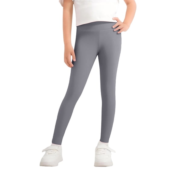 EnJoCho Girls Athletic Leggings Soli𝖽 High Waist Stretchy Stretch Pants For Kids Running Yoga Dance Training Sports School Outdoor Daily Casual Active Bottoms