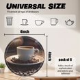 thumbnail image 2 of PU Leather Coasters for Drinks Bar Beer,Set of 6 with Holder,Round Housewarming Gift,Cup Of Coffee And Scattered Coffee Beans On The Table, 2 of 4