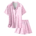 thumbnail image 5 of Pyjamas en Satin pour Filles Imprimé Manches Courtes Ensemble de Pyjamas Boutonnés Classiques Pyjamas pour Petites Filles Garçons Filles Mode, 5 of 5