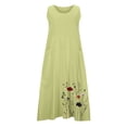 thumbnail image 5 of Rciityk Summer Dresses for Women Cotton Linen Tank Long Dress Solid Color Casual Round Neck Sleeveless Flowy Maxi Sun Dresses with Pockets, 5 of 5