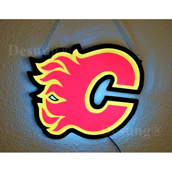 Queen Sense 14" Calgary Sports Team Flame 2D LED Sign Light Vivid Printing Tech Design Beer Bar Pub Decor Lamp 114CFLED2D