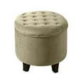 thumbnail image 4 of HomePop by Kinfine Fabric Upholstered Round Storage Ottoman - Velvet Button Tufted Ottoman with Removable Lid, Tan, 4 of 5