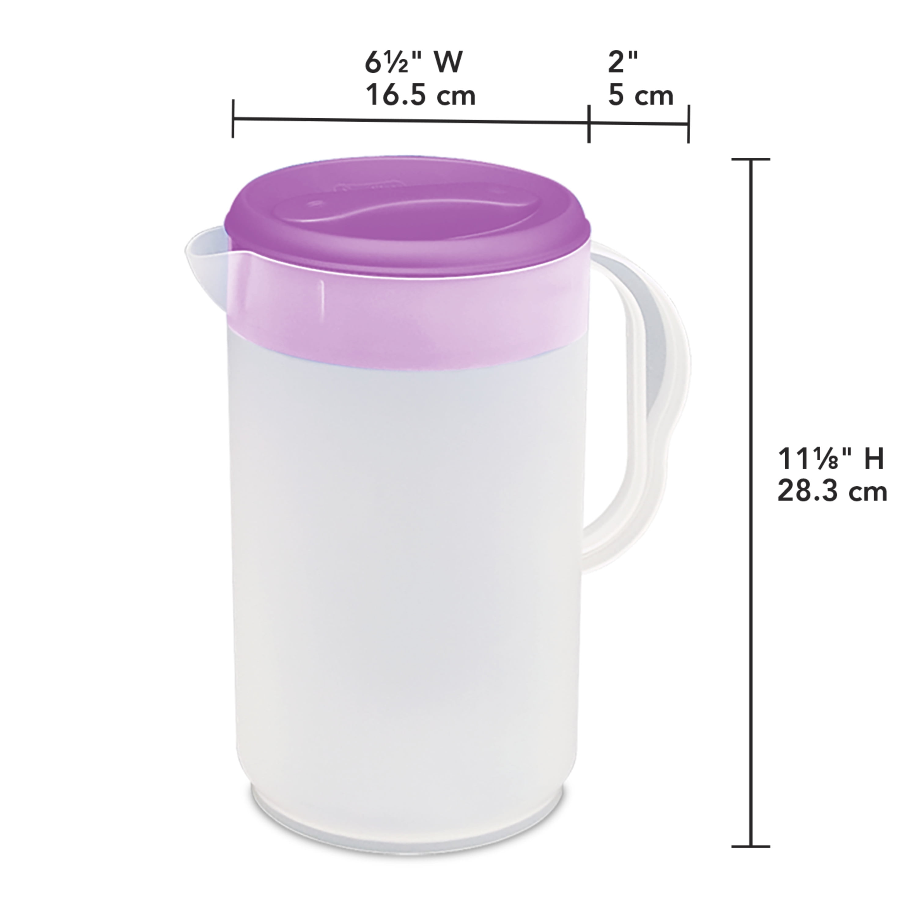 (2 pack) Sterilite, Pitcher, Twist & Pour 1 Gallon Pitcher, Violet Bloom, 1 gal, designed for ice making.