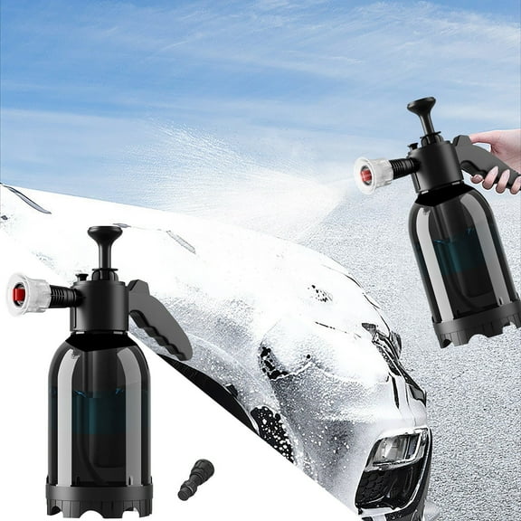 2L Pump-Up Foam Sprayer - Heavy Duty Pressurized Soap Sprayer with 2 Nozzles & Foam Cannon for Car Wash, Motorcycle, Bike, and Patio Cleaning