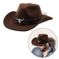 thumbnail image 4 of Sombrero de vaquero occidental,Sombrero de vaquero occidental para adultos,mujeres y hombres,Sombreros de Pescador de Disfraces Caballero Dama Jazz,Suministros para fiestas de cumpleaños de, 4 of 8
