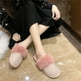 thumbnail image 2 of Anuirheih Slippers for Women, Soft Plush Warm Slip-on Slippers, Rhinestone Wool Drag Warm Indoor Outdoor Slippers(Pink）, 2 of 6