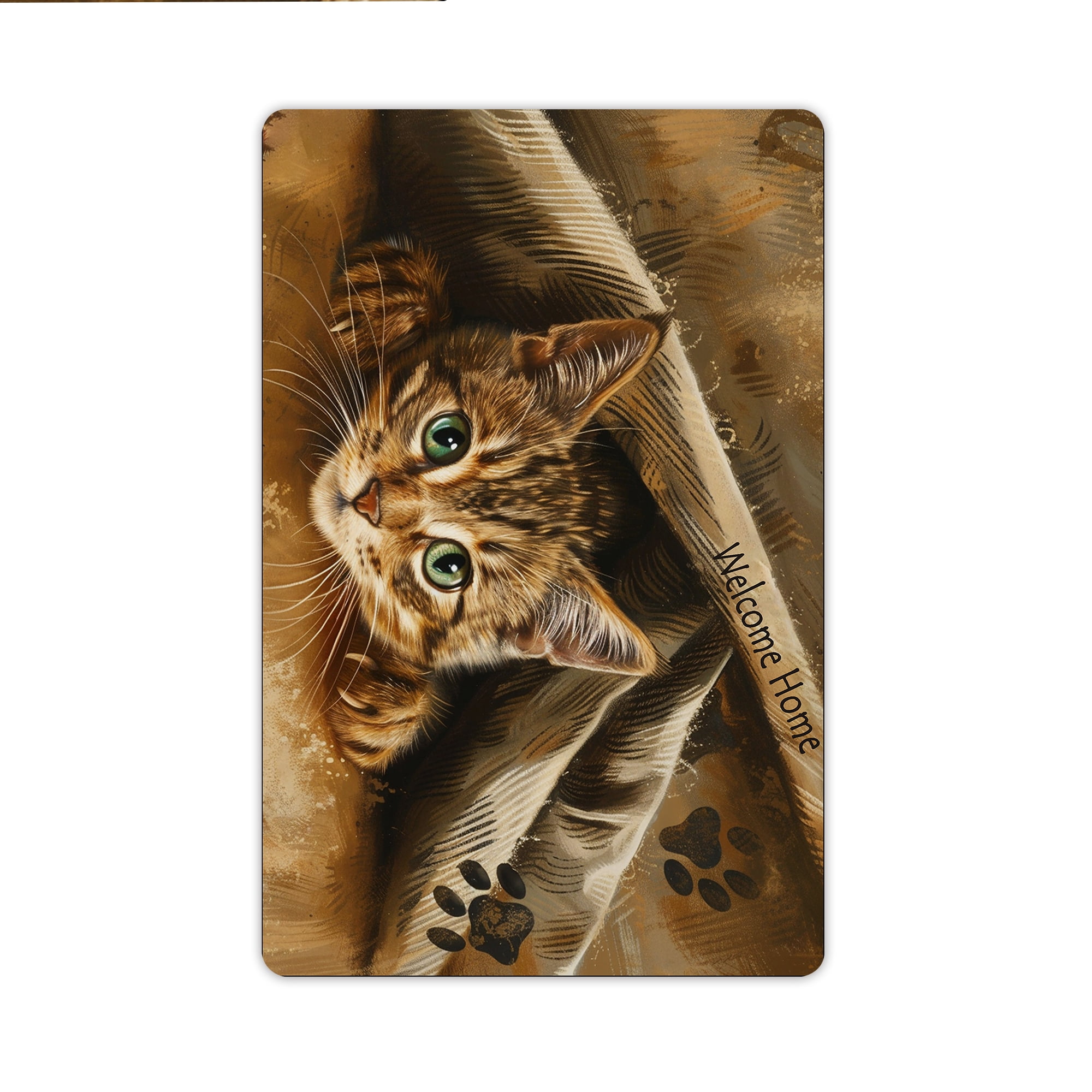 JML Non-Slip MicrofiberFabric & Rubber Doormat - Soft Entryway Rug for Home/Office (16"x24") - Easy Clean Door Mat for Indoor/Outdoor Use, Cat