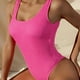 thumbnail image 5 of Bikini sin espalda de color sólido para mujer sexy Traje de baño de una pieza Traje de baño Conjunto de ropa de playa Fridja  nalpqowj24171, 5 of 9