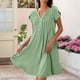 thumbnail image 3 of Vestido Tipo Túnica de Verano para Mujer, Corta, Cuello en V, Holgado, Informal, Plisado, Verde , Talla XXL, 3 of 5