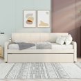 thumbnail image 2 of Tcbosik Upholstered Daybed with Pop-up Trundle, Twin Size Sofa Bed with USB Ports for Living Room, Guest Room, Bedroom, Space Saving, Beige, 2 of 10